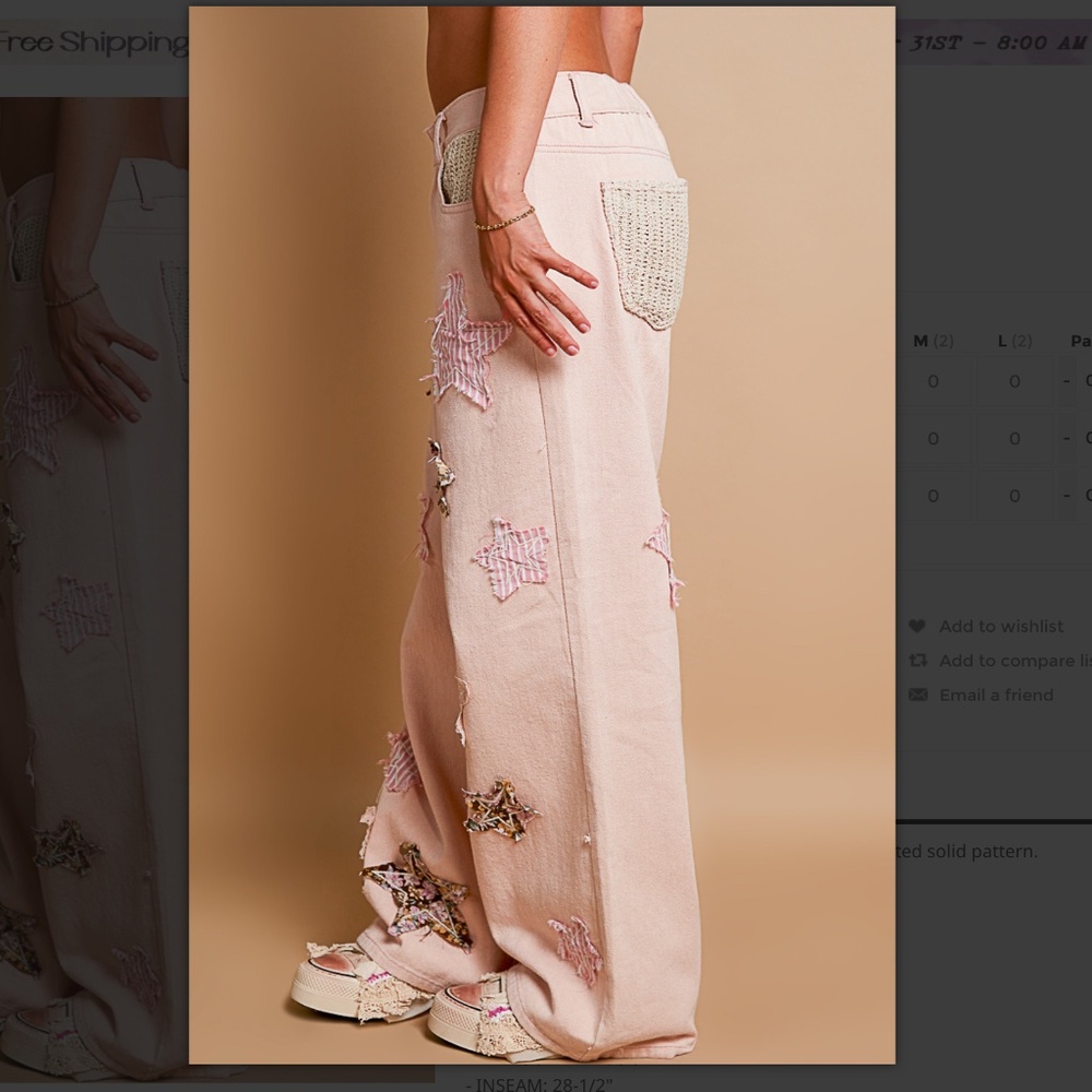 POL 🩵 216 POL Star Patched Jean Pants in Mauve SR36 - Picture 2 of 5